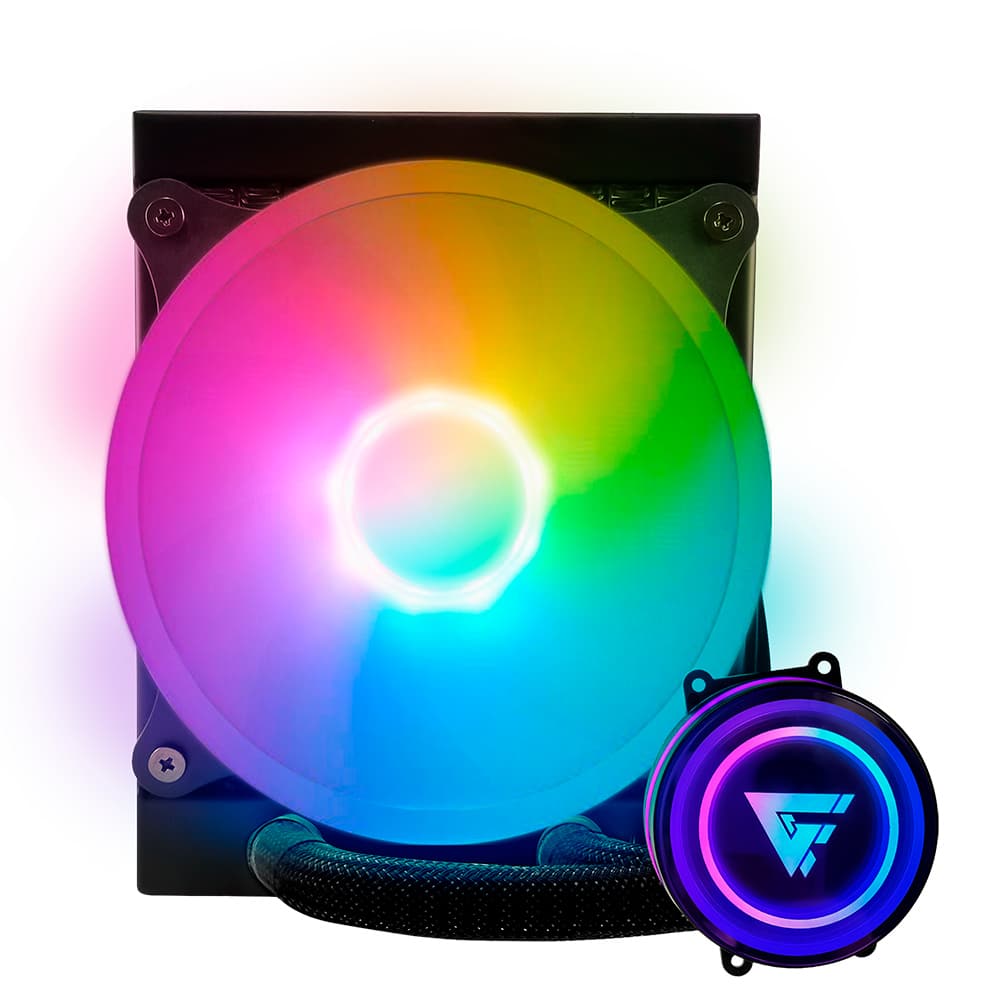 Enfriamiento Liquido. Gamer Factor LQG501. 120MM - RGB, TDP 150W, 1 fan 120mm 70 CFM, Negro. Enfriamiento Liquido. Gamer Factor LQG501. 120MM - RGB, TDP 150W, 1 fan 120mm 70 CFM, Negro.